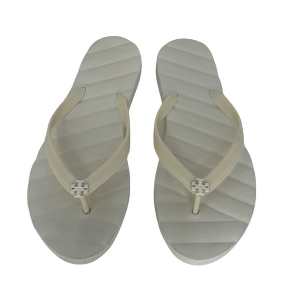 Tory Burch Flip Flop Womens 6 White Sandals Summer Cushion - Picture 1 of 13